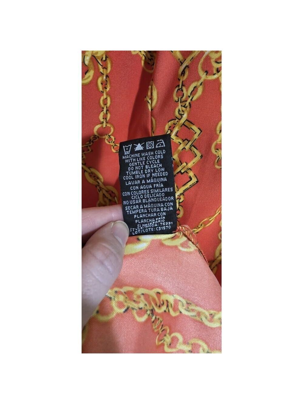 RN Studio Ronni Nicole Sleeveless Fitted Orange Chain Design Women's Dress Sz 10 - Picture 8 of 11